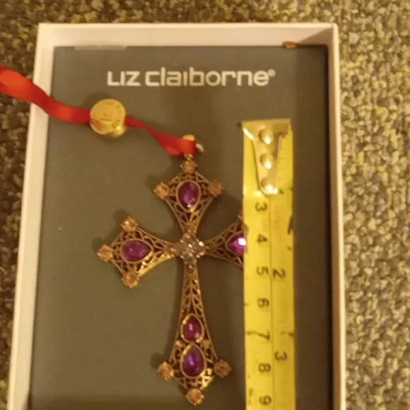 Liz Claiborne cross christmas tree ornament 2018 purple and pink gold to… - Picture 6 of 6